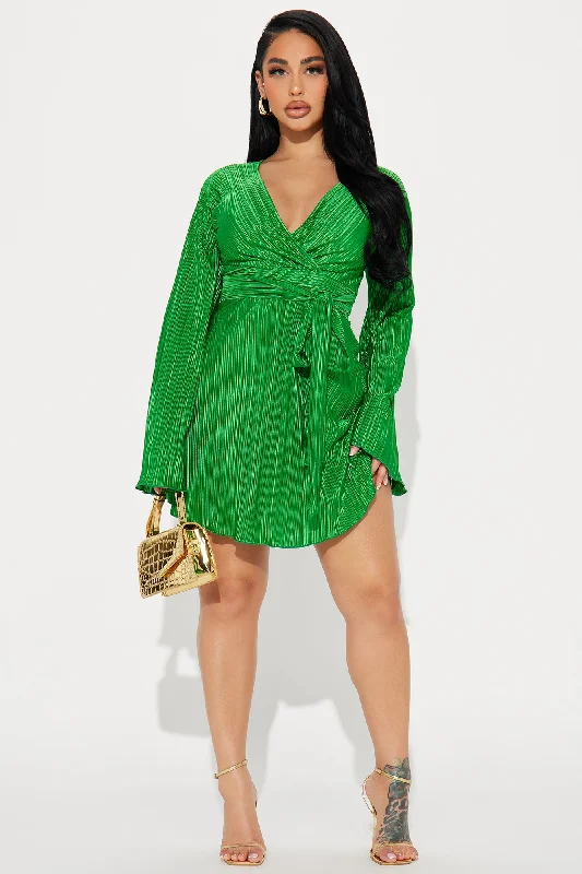 Ciara Plisse Mini Dress - Green