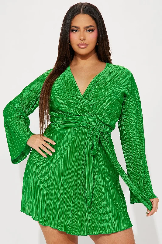 Ciara Plisse Mini Dress - Green