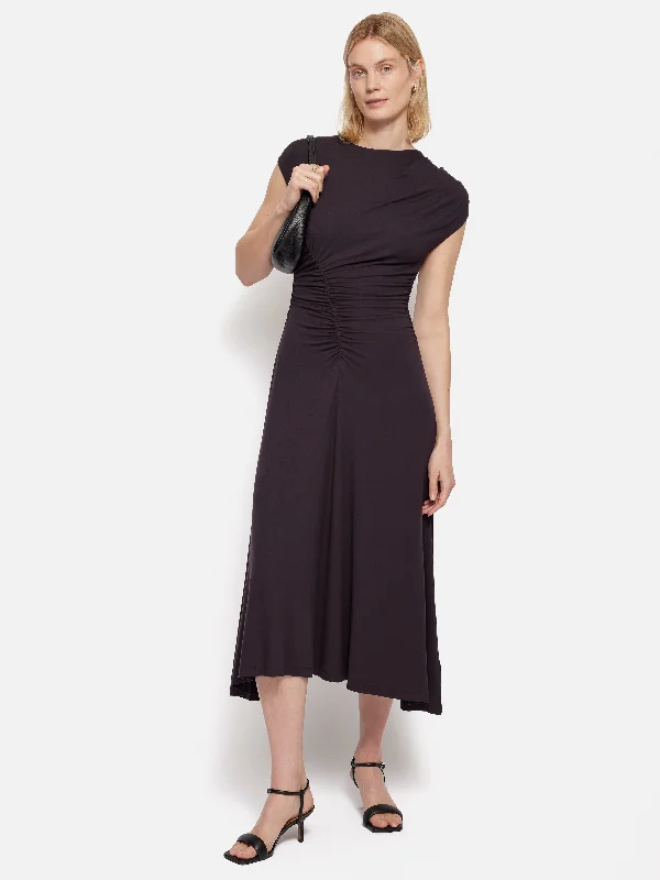 Drape Pleat Jersey Dress | Raisin