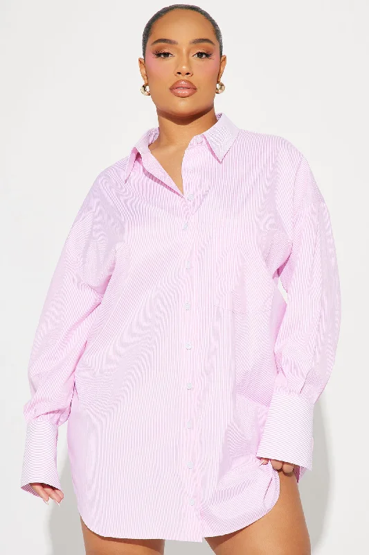 Esmeralda Mini Shirt Dress - Pink