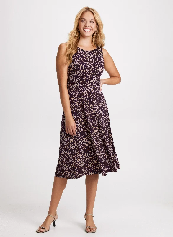 Ruched Waist Paisley Print Dress