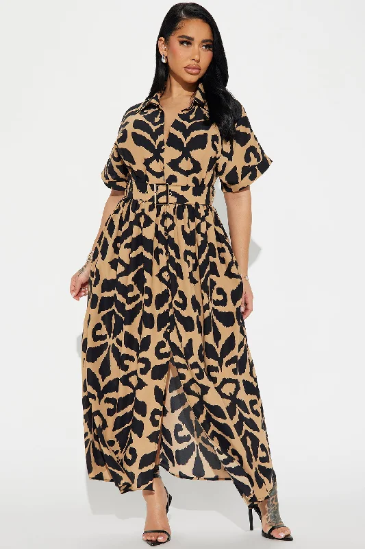 Sahara Short Sleeve Maxi Dress - Brown/combo