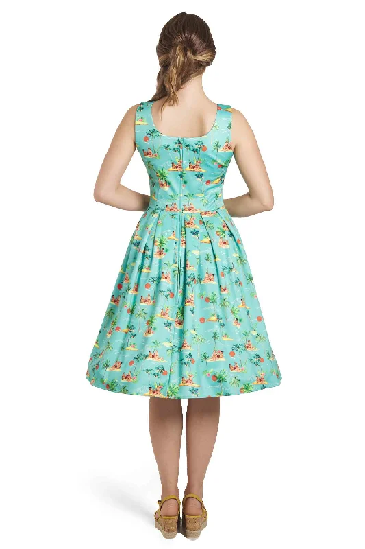 Amanda Turquoise Sunset Pinup Couple Swing Dress