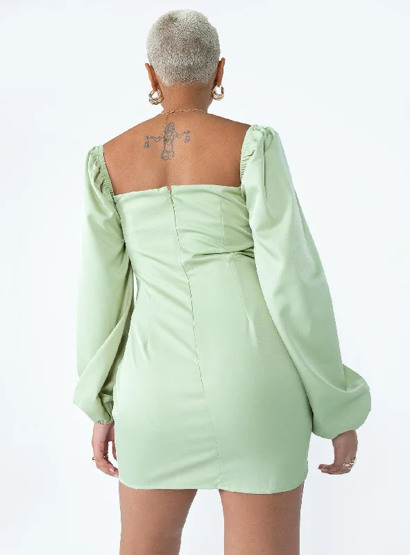 Be Mine Long Sleeve Mini Dress Green