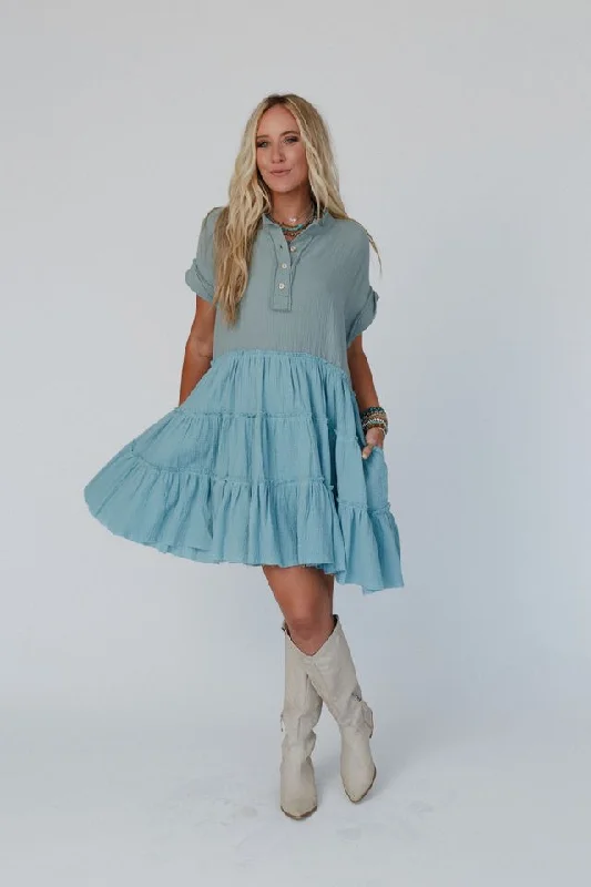 Collette Tunic Dress - Sage Seafoam