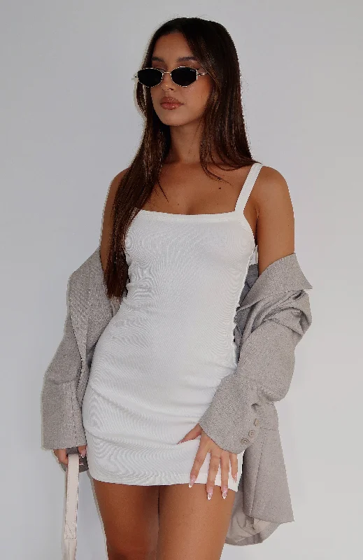 In This Moment Ribbed Mini Dress White