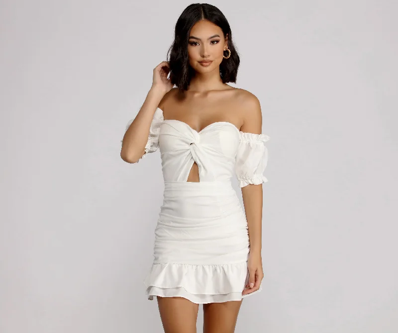 Off Shoulder Ruffle Mini Dress