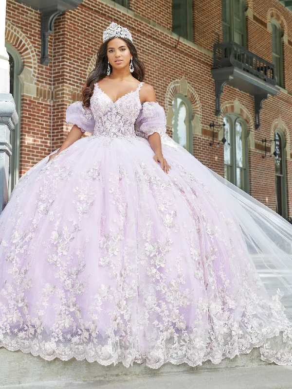 Puff Sleeve Cape Quinceanera Dress by House of Wu 26043