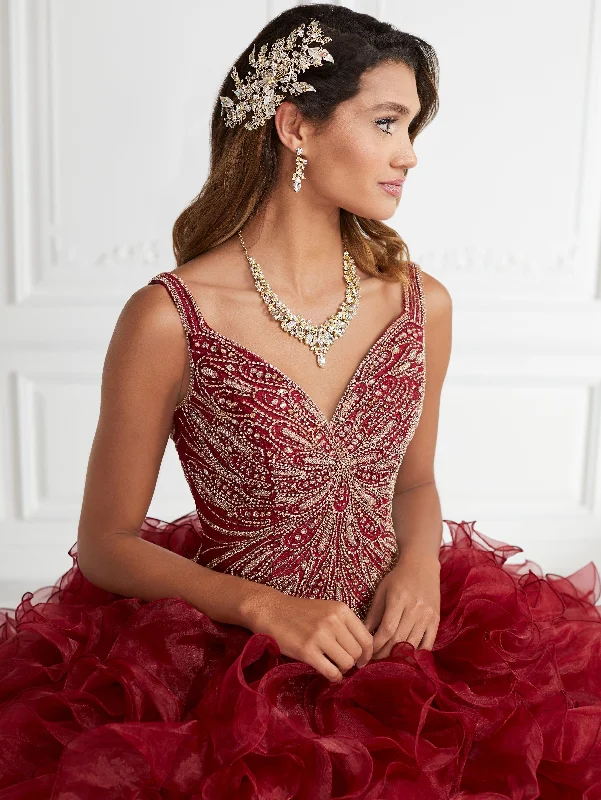 Ruffled V-Neck Quinceanera Dress by House of Wu 26946