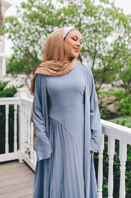 Samira Pleat Abaya Set - Cloudy Blue