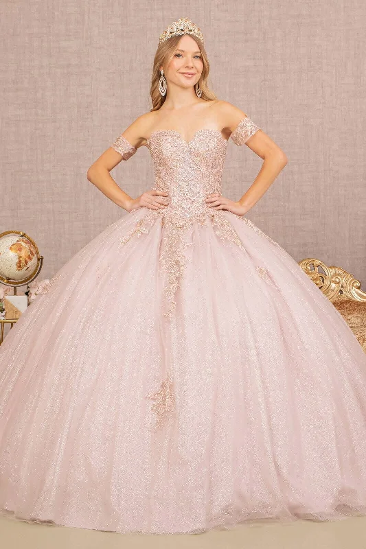 Strapless Sweetheart Glitter Ball Gown by Elizabeth K GL2604