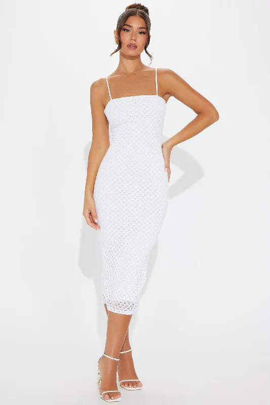 Beachy Bliss Crochet Midi Dress - White