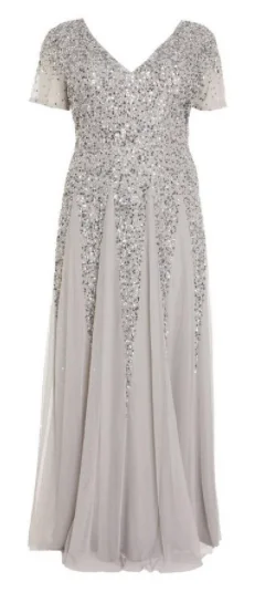 Curve Grey Sequin Maxi Dress