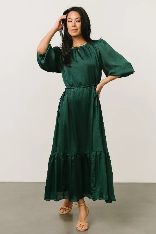 Lauretta Tie Waist Dress | Dark Green