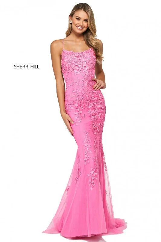 Sherri Hill Long Open Back Lace Dress 52338 - B