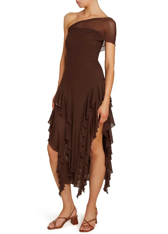 Brown Ruffle Dress