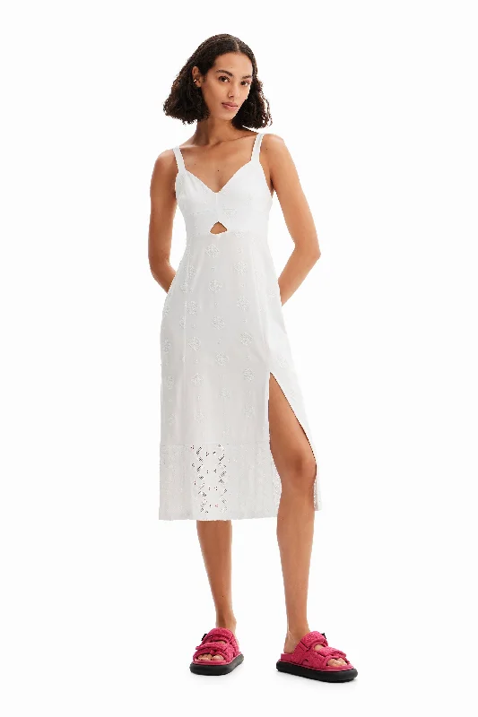 Desigual Strappy Midi Dress White