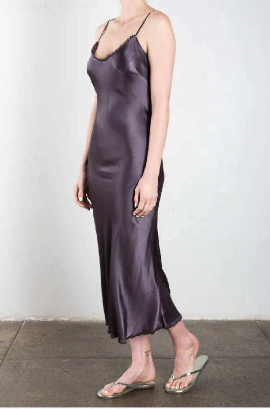 Farrah Slip Dress in Vintage Satin - Graphite