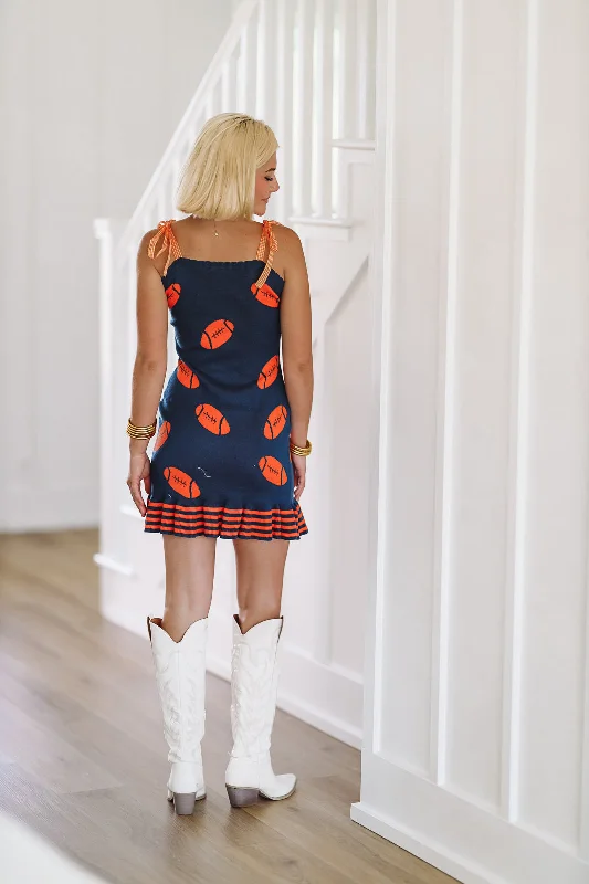 Football Ribbon Mini Dress - Navy and Orange