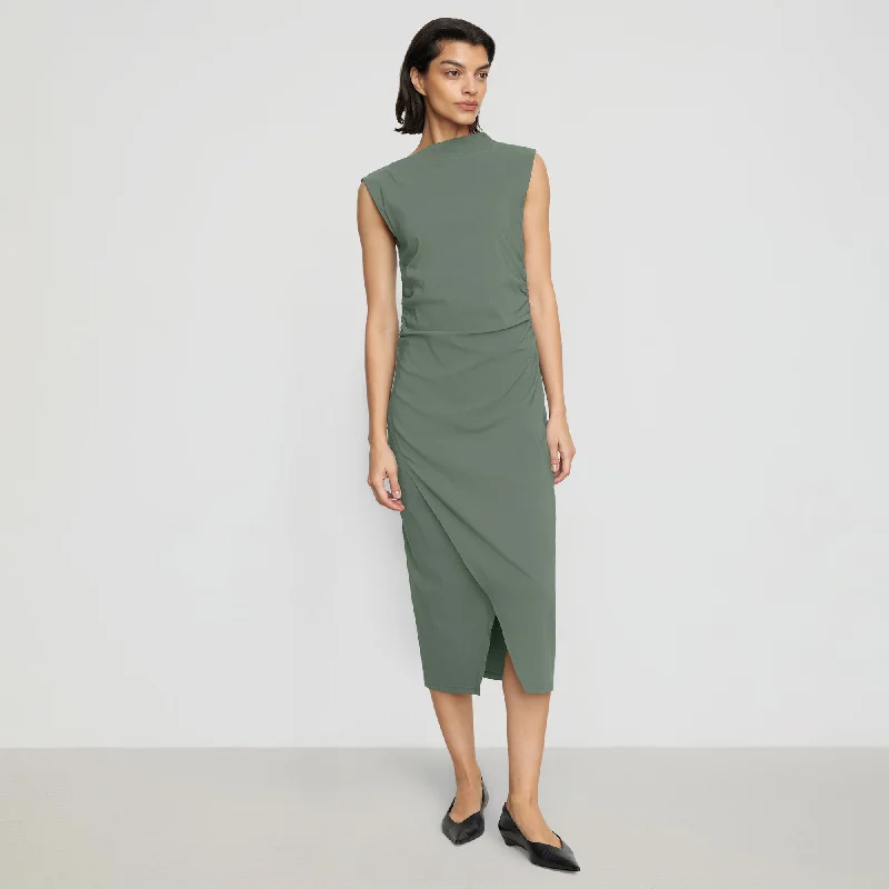 Manon Asymmetric-Neck Ruched Dress