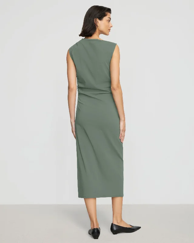 Manon Asymmetric-Neck Ruched Dress