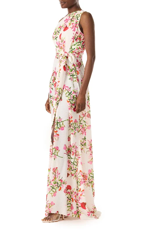 One Shoulder Floral Gown