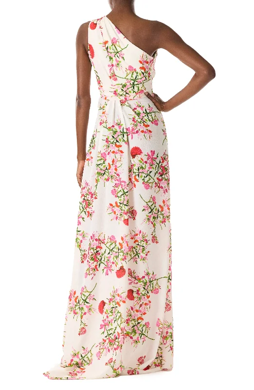 One Shoulder Floral Gown