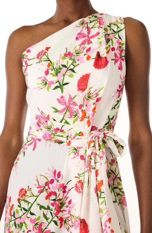 One Shoulder Floral Gown