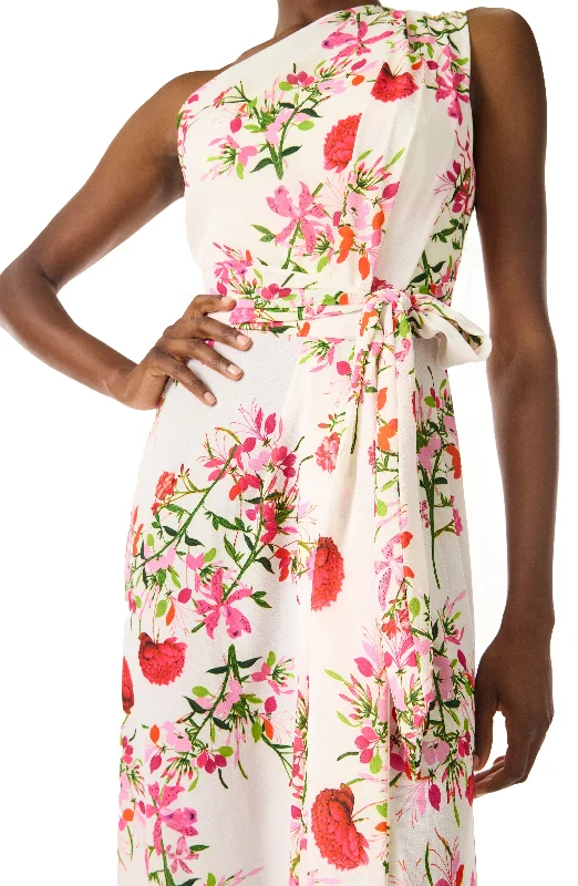 One Shoulder Floral Gown