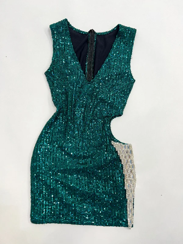 PROMOTION DRESS - GREEN SEQUIN WITH DIAMOND PIECE