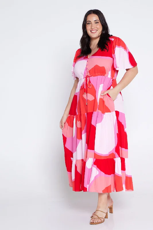 Soraya Maxi Dress - Red/Pink