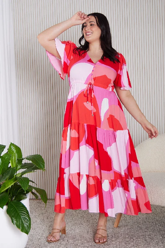 Soraya Maxi Dress - Red/Pink