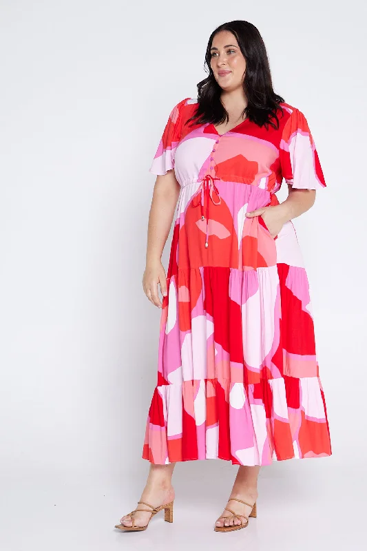 Soraya Maxi Dress - Red/Pink