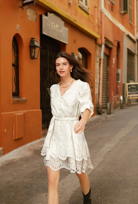 Sylvie Dress - Ivory Eyelet