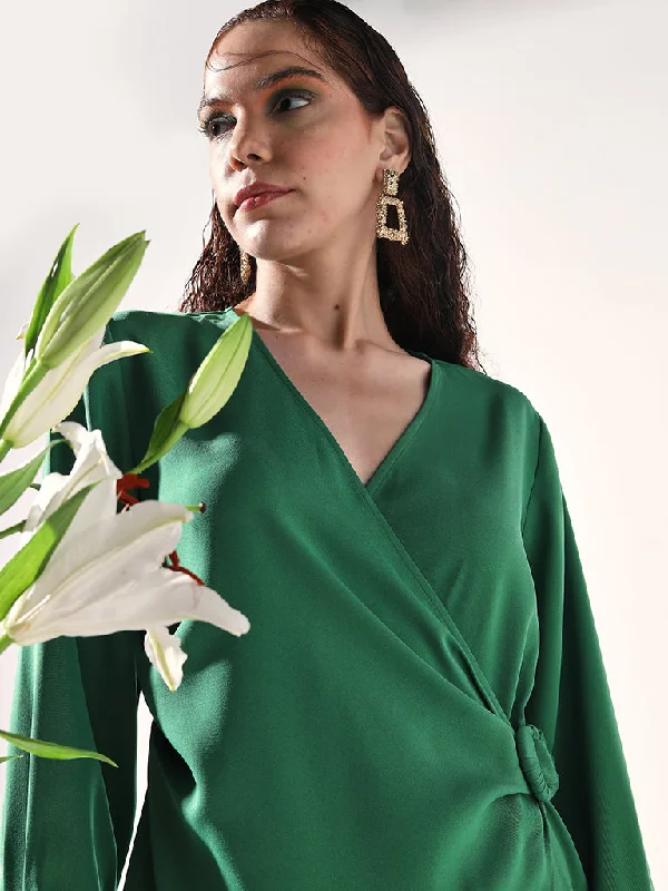 Wardrobe Green Wrap Dress