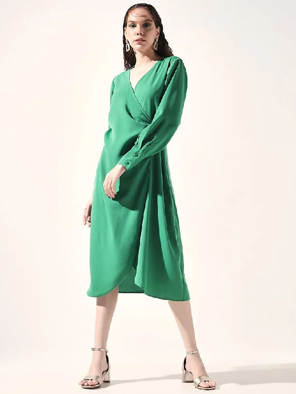 Wardrobe Green Wrap Dress