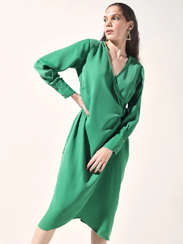 Wardrobe Green Wrap Dress