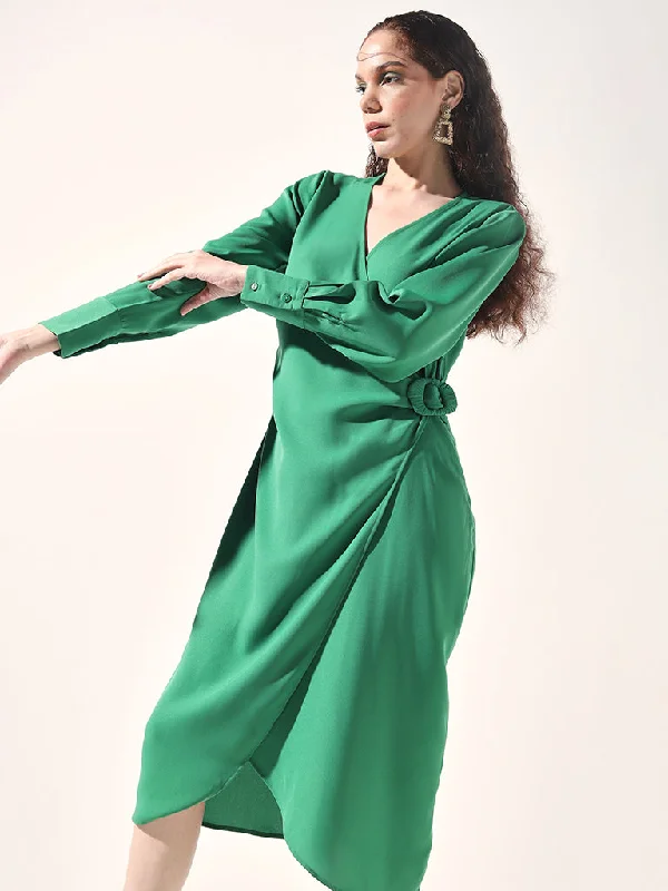 Wardrobe Green Wrap Dress