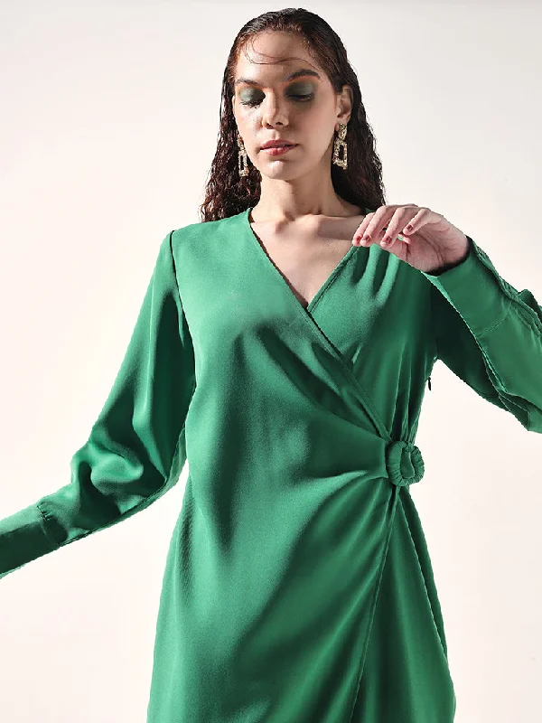 Wardrobe Green Wrap Dress