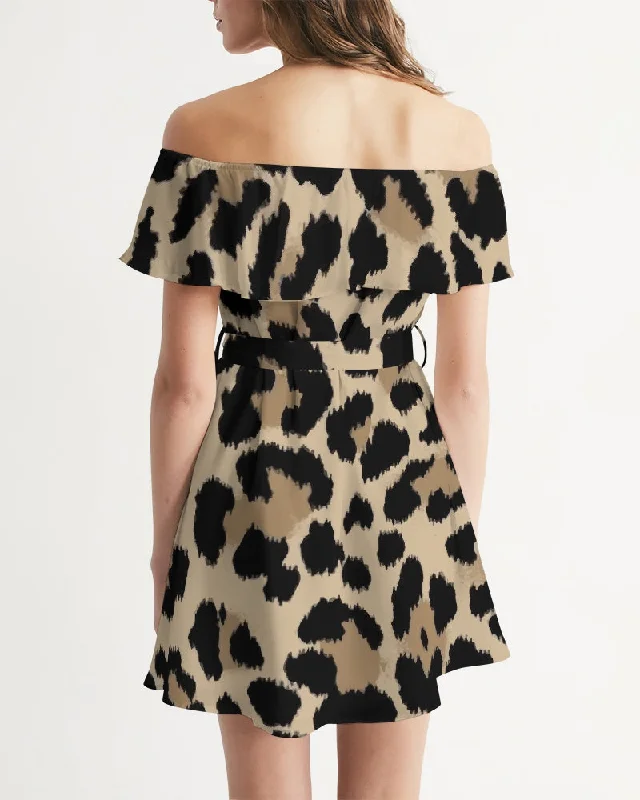 AKH Leopard Women's Off-Shoulder Dress