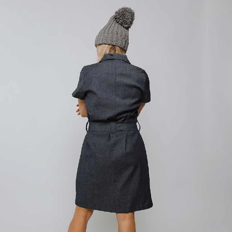 Cape Cod Zip-Up Dress, Denim Indigo