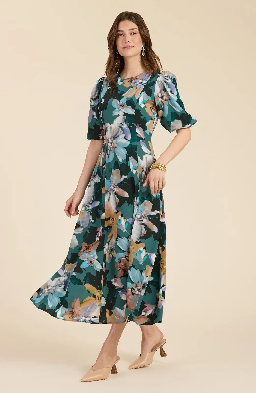 Frankie Silk Watercolor Floral Dress - Watercolor Floral