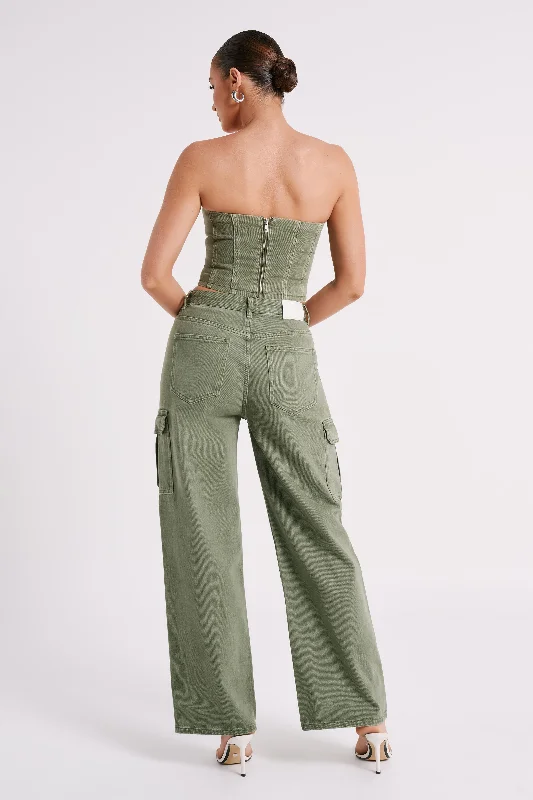 Jordana Denim Tube Top - Khaki