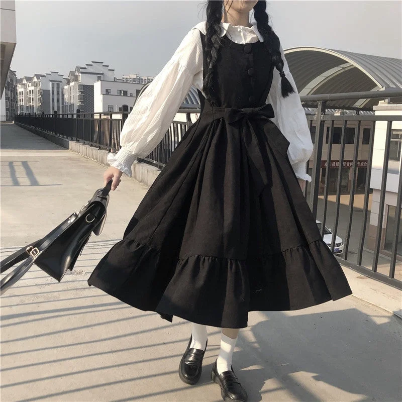 one size / bow suspender skirt suit