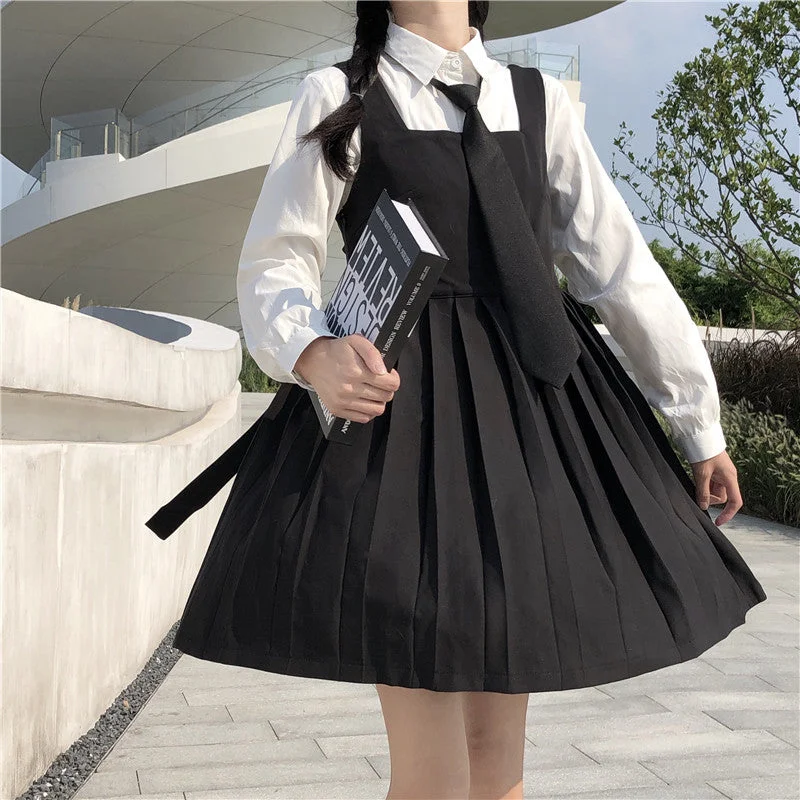 one size / black suspender skirt suit