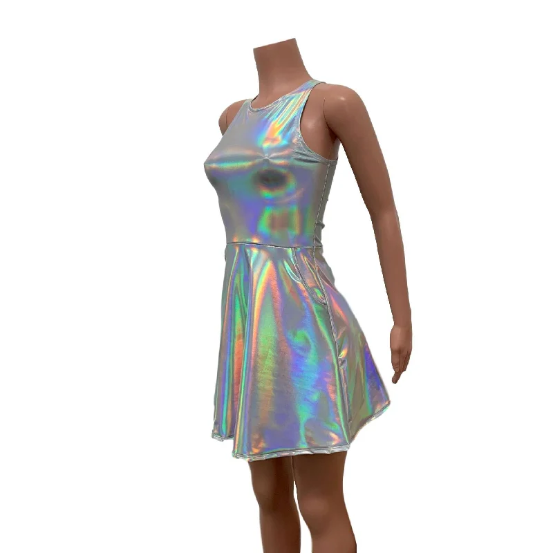 Opal Holographic A-line Mini Dress w/Pockets