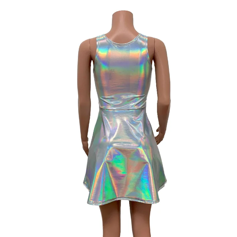 Opal Holographic A-line Mini Dress w/Pockets