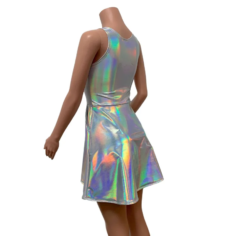 Opal Holographic A-line Mini Dress w/Pockets