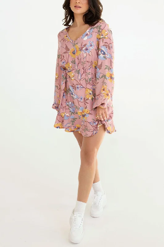 Alessia Floral | Wrap Dress w/ Long Sleeves