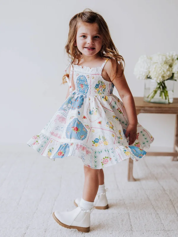 Audrey Smocked Dress - Spring Patchwork